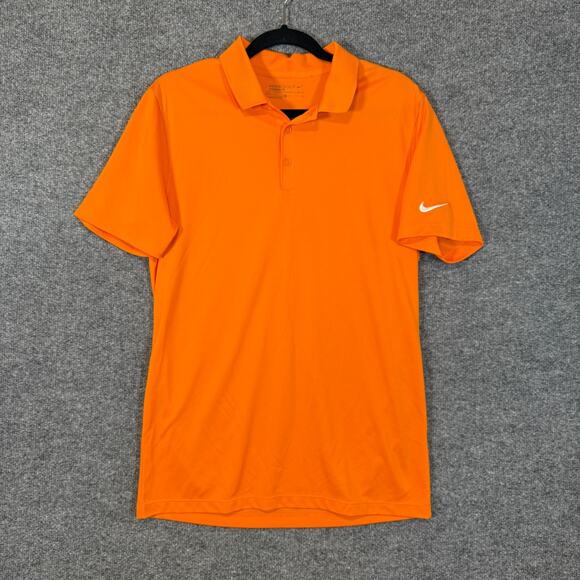 Nike Shirt Mens Small Orange Short Sleeve Outdoors Golf Stretch Logo Swoosh - Picture 1 of 8